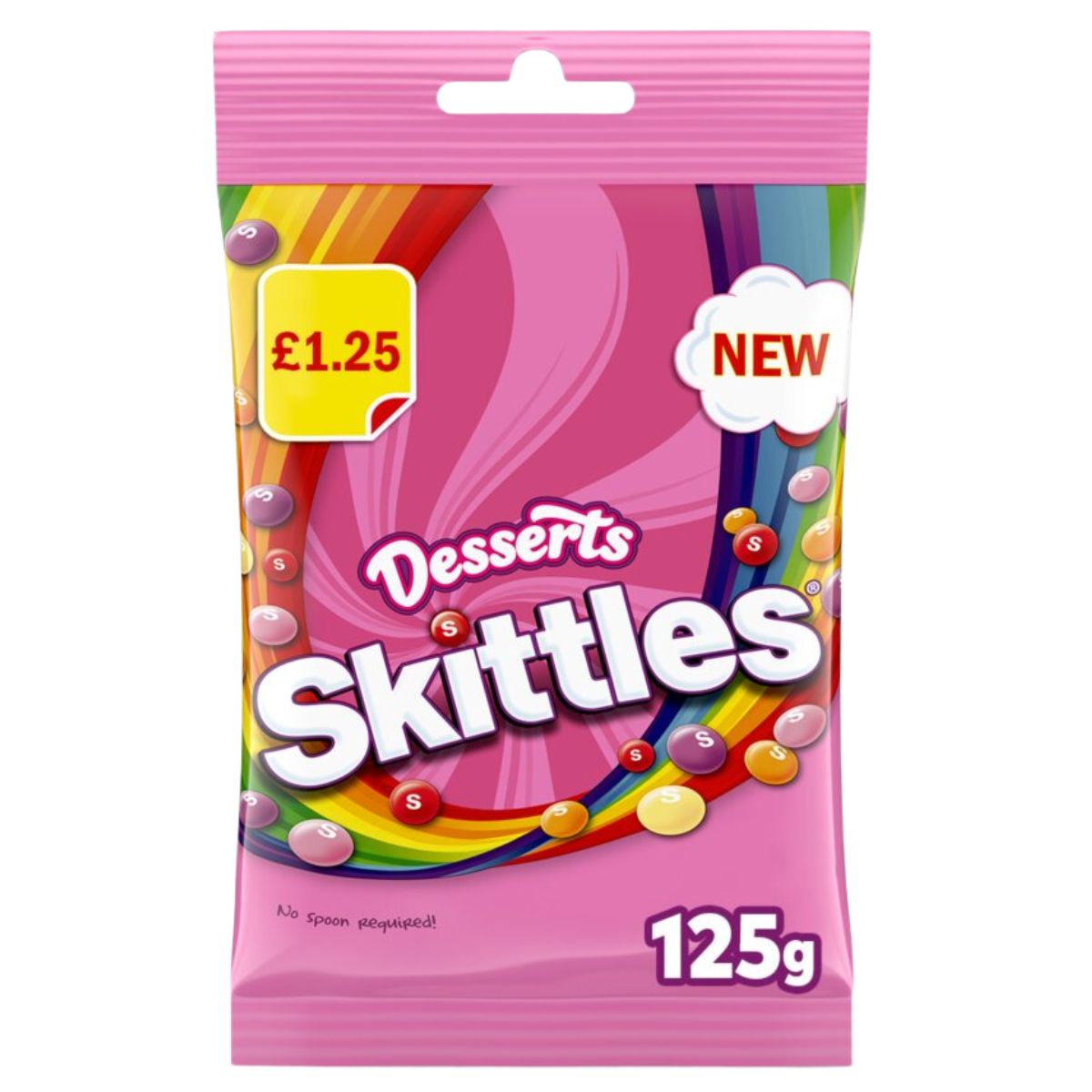 A Skittles - Desserts Treat Bag - 125g on a white background.