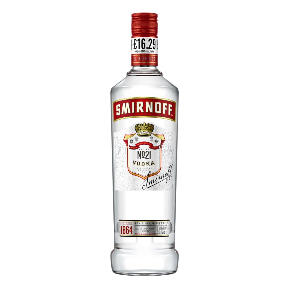 A bottle of Smirnoff - No. 21 Vodka on a white background.