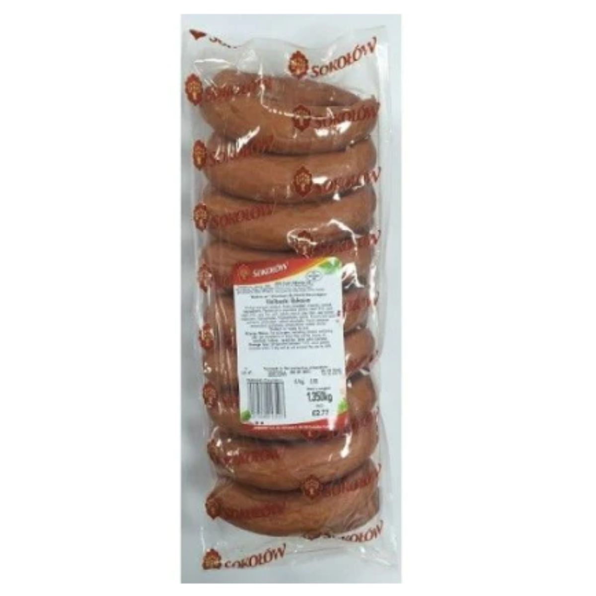 Sokolow - Bukowe Chicken & Pork Sausage - 1kg (Varies) in a plastic bag on a white background. Sokolow - Bukowe Chicken & Pork Sausage - 1kg (Varies) in a plastic bag on a white background.