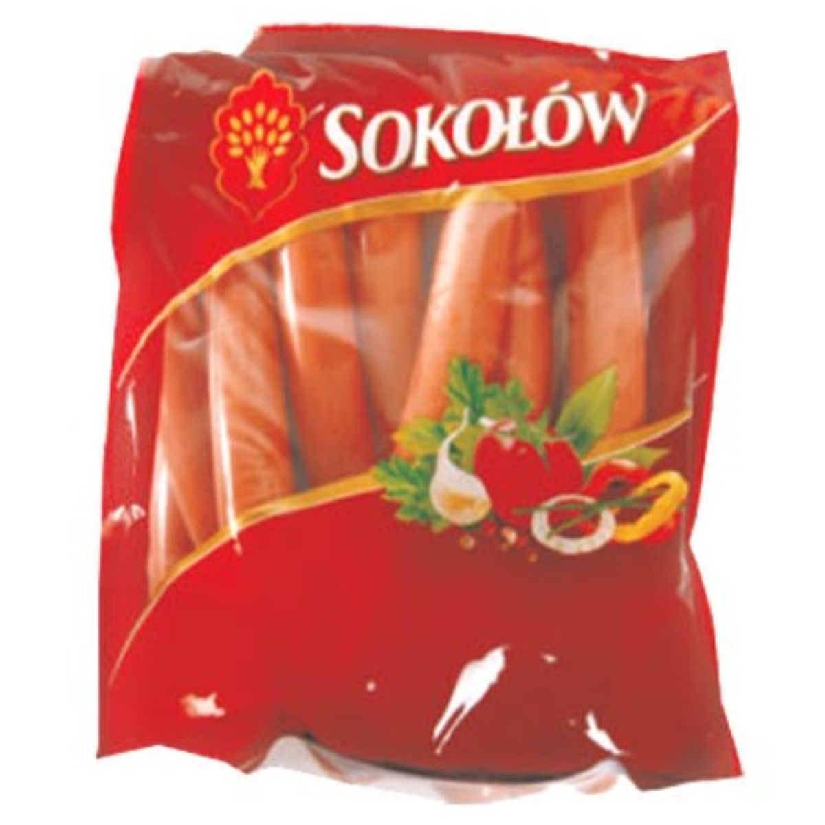 A bag of Sokolow - Farmers Franks with Turkey on a white background. A bag of Sokolow - Farmers Franks with Turkey on a white background.