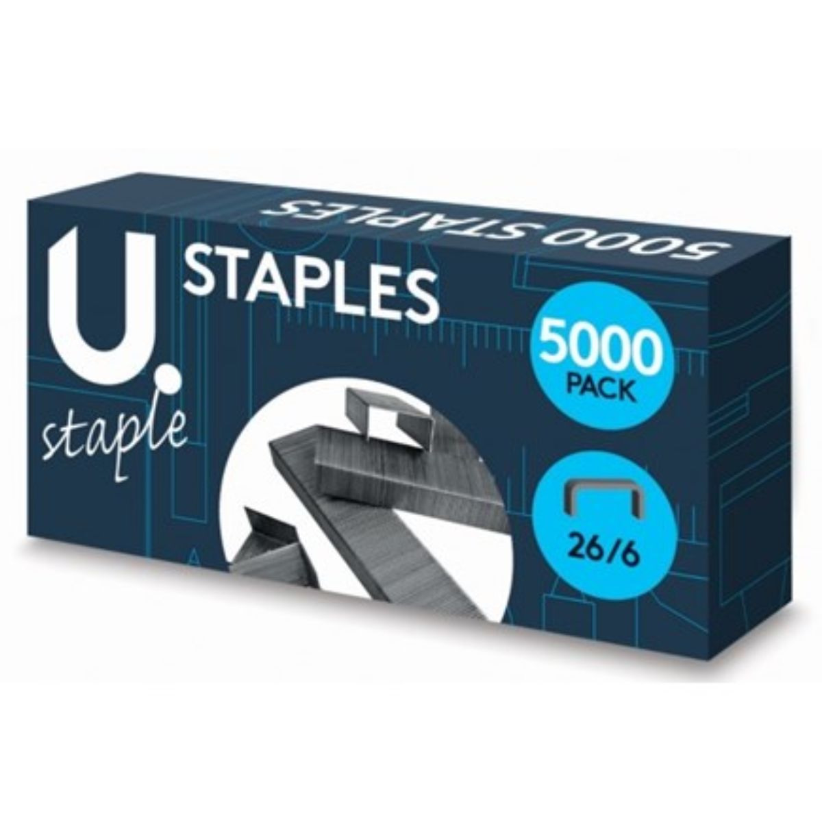 A box of Staples - 5000pcs u-shaped staples, size 26/6.
