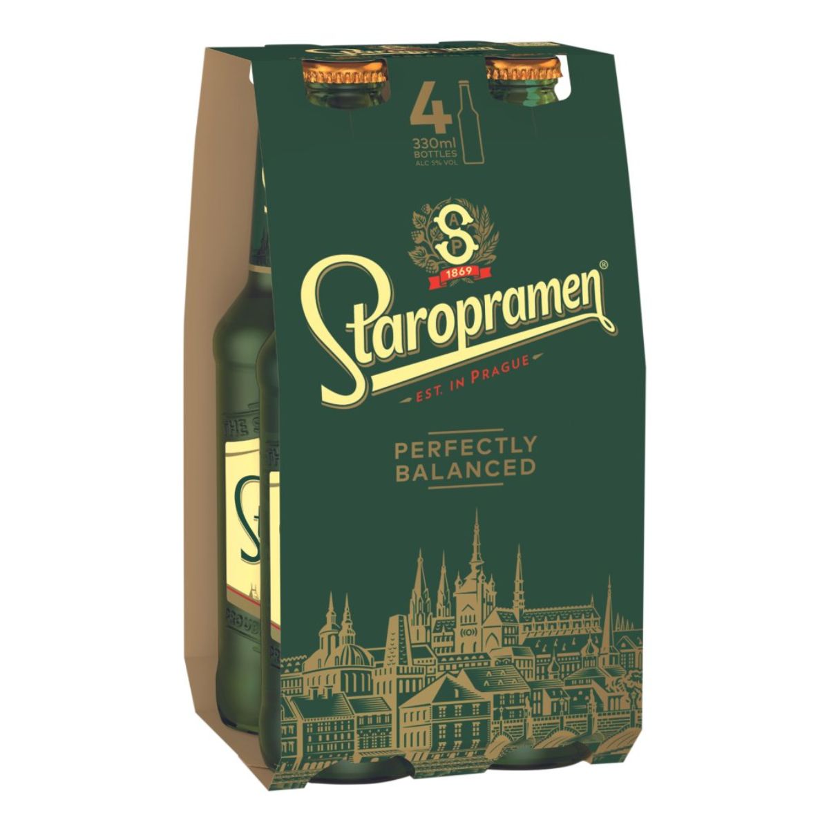 Staropramen - Beer (5% ABV) - 4 x 330ml pack is perfectly balanced.
