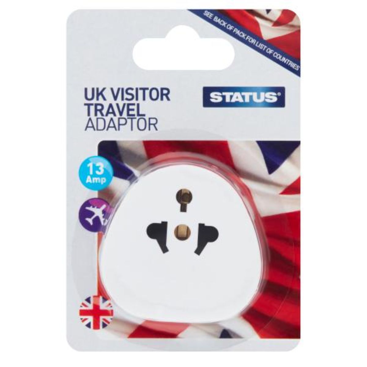 Status - UK Visitor Travel Adaptor 13amp - 1pcs uk visitor travel adapter.