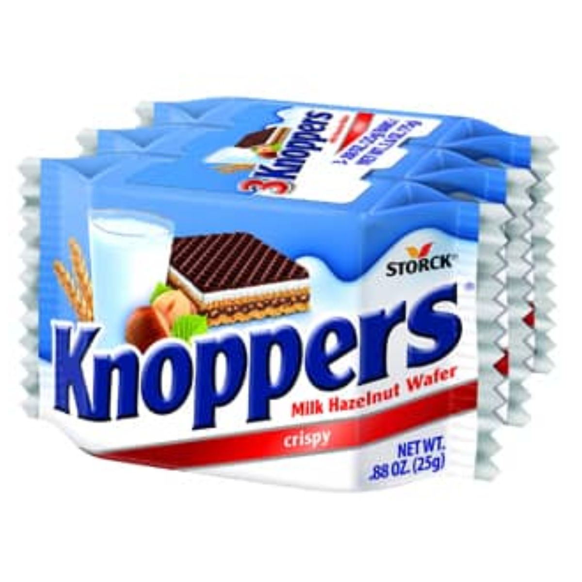 Storck - Knoppers Wafer - 3 x 25g bars with milk and ice cream.