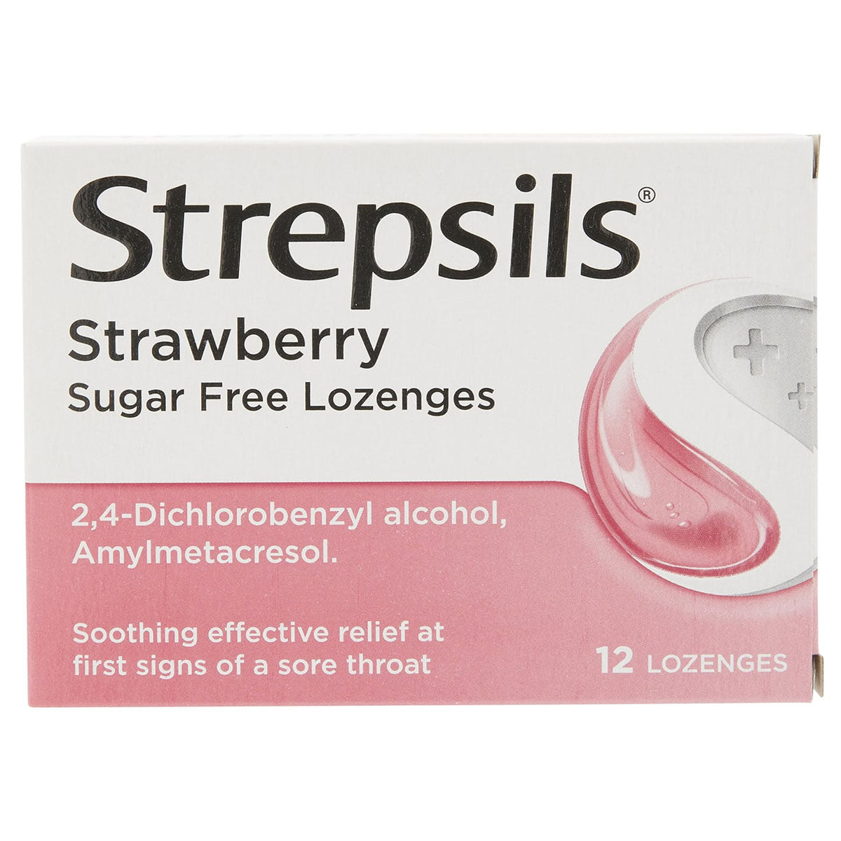 A box of Strepsils - Strawberry Sugar Free Lozenges - 12pcs.
