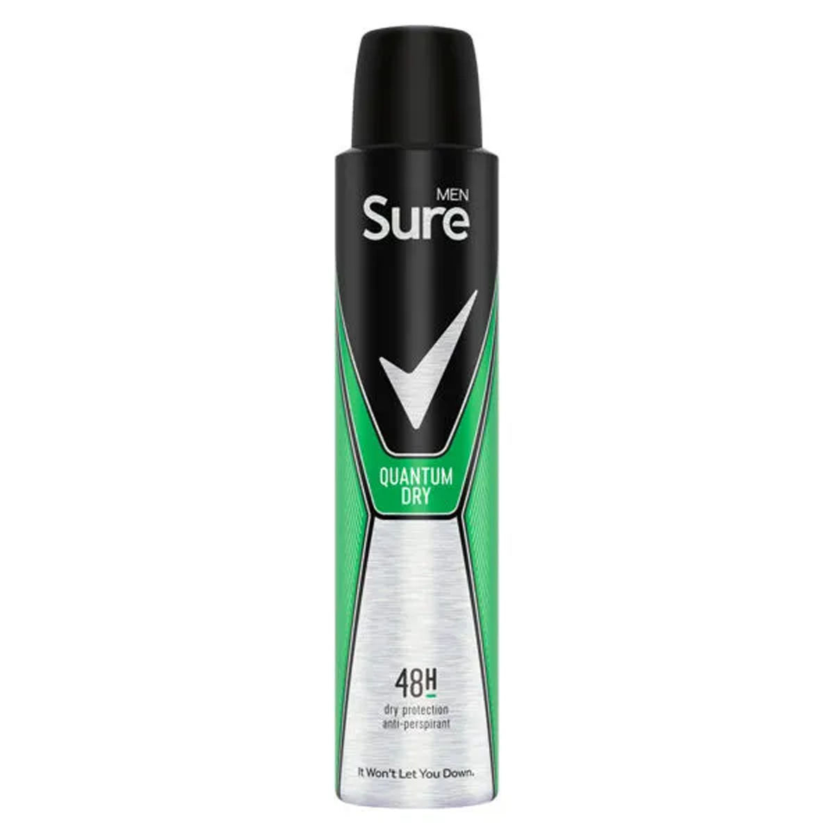 Sure - Men Anti Perspirant Aerosol Quantum Dry - 200ml deodorant spray on a white background.