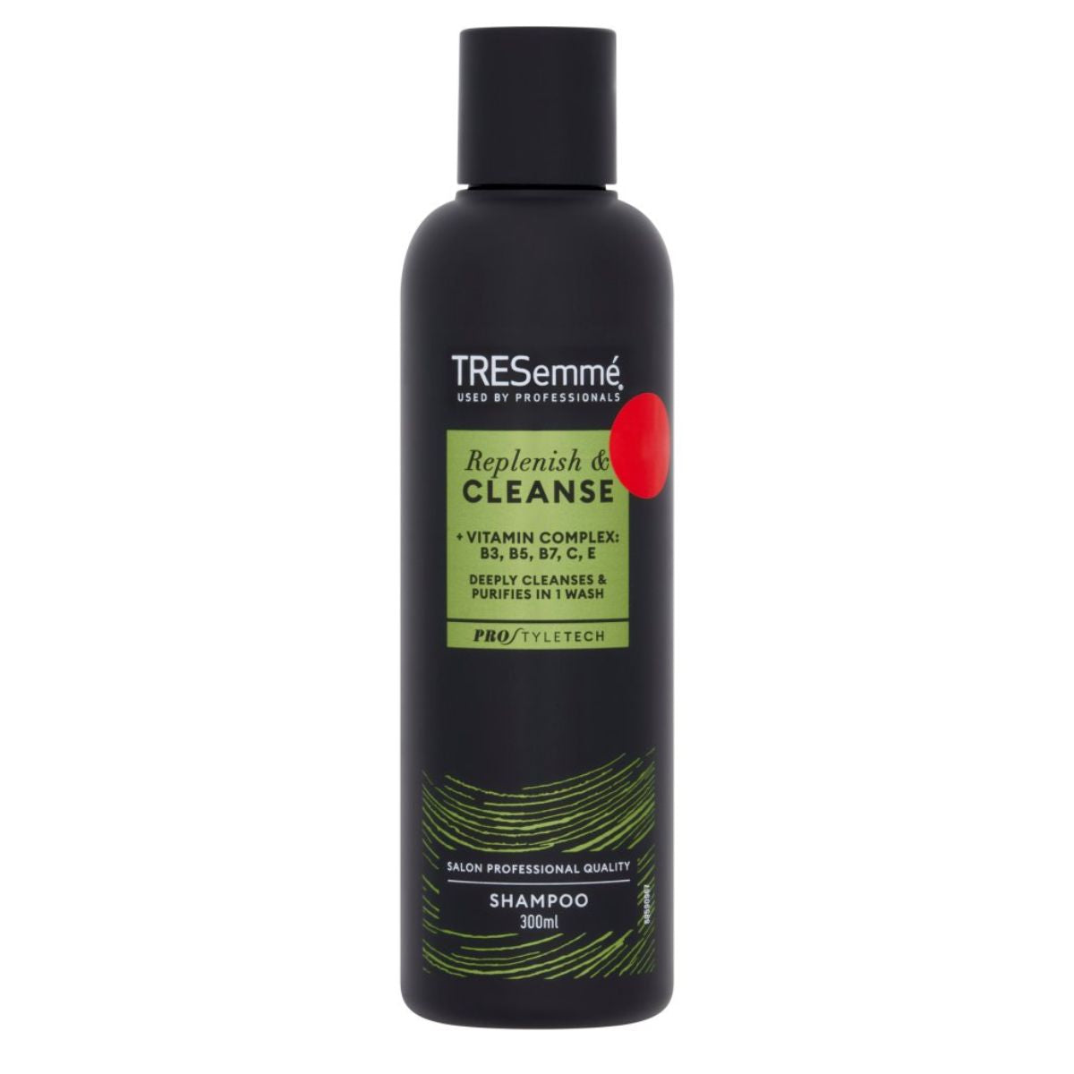 A bottle of TRESemme - PRO Style Tech Replenish & Cleanse Shampoo - 300ml. A bottle of TRESemme - PRO Style Tech Replenish & Cleanse Shampoo - 300ml.