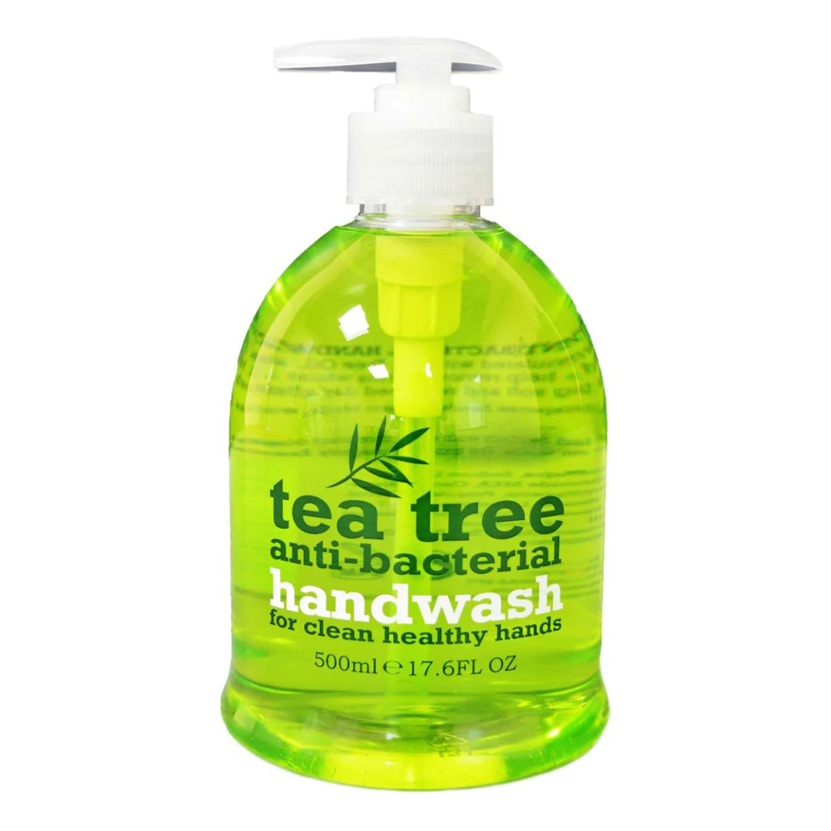 A bottle of Tea Tree - Anti-Bacterial Handwash - 500ml with a pump dispenser.