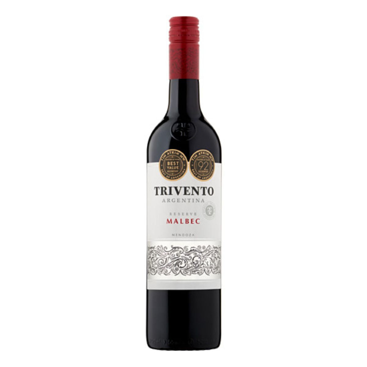 A bottle of Trivento - Private Reserve Malbec (14% ABV) - 750ml on a white background. A bottle of Trivento - Private Reserve Malbec (14% ABV) - 750ml on a white background.