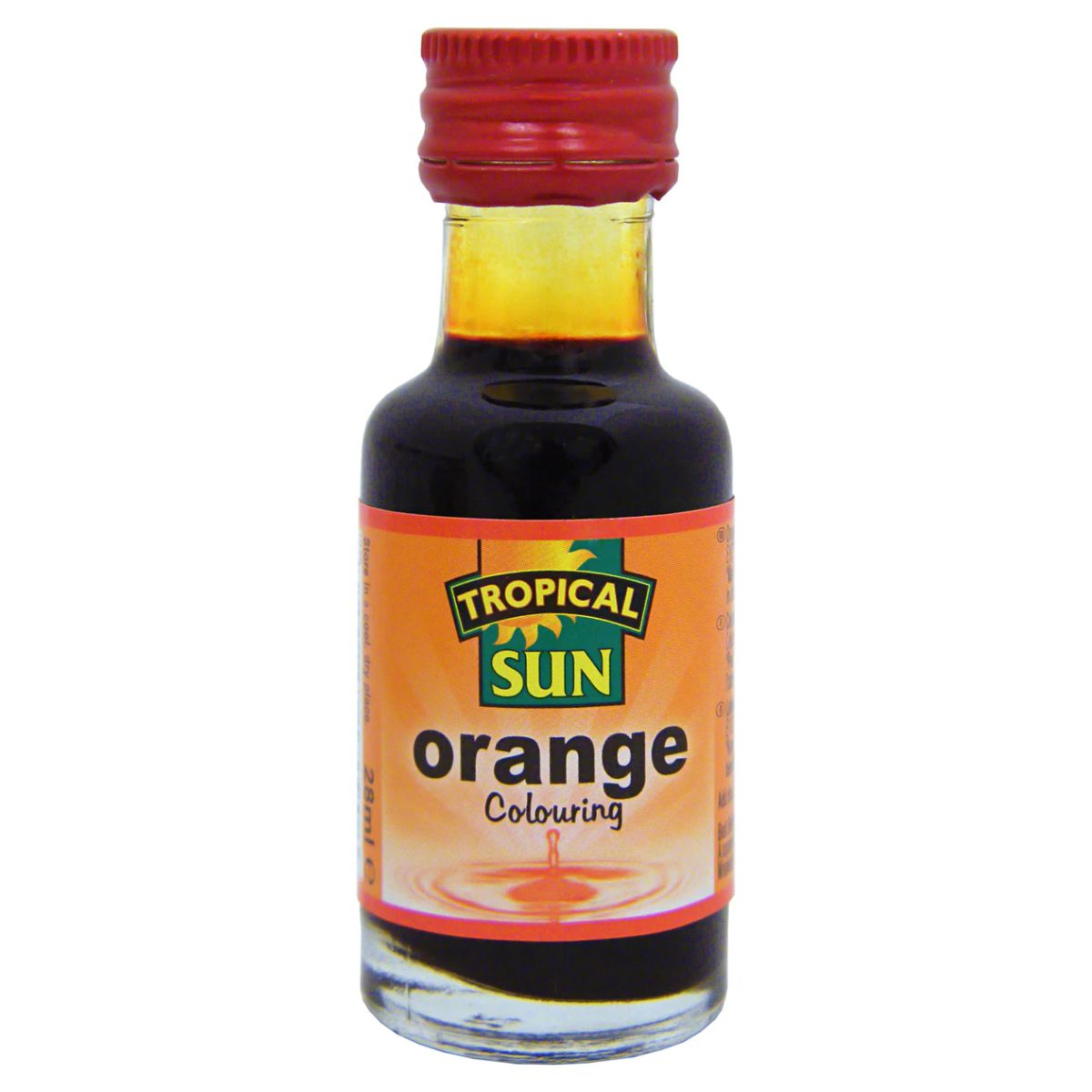 Sentence with replaced product name: A bottle of Tropical Sun - Orange Colouring - 28ml.