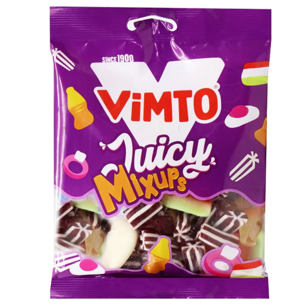 A purple bag of Vimto - Juicy Mix Ups Share Bag - 140g.