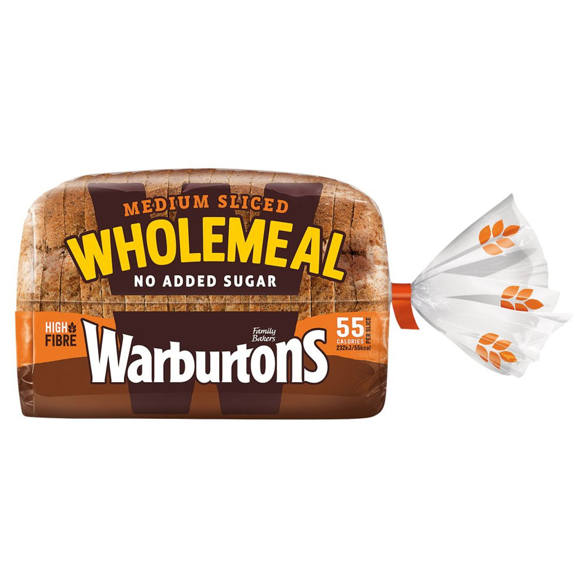A bag of Warburtons - Medium Sliced Wholemeal Bread - 400g.
