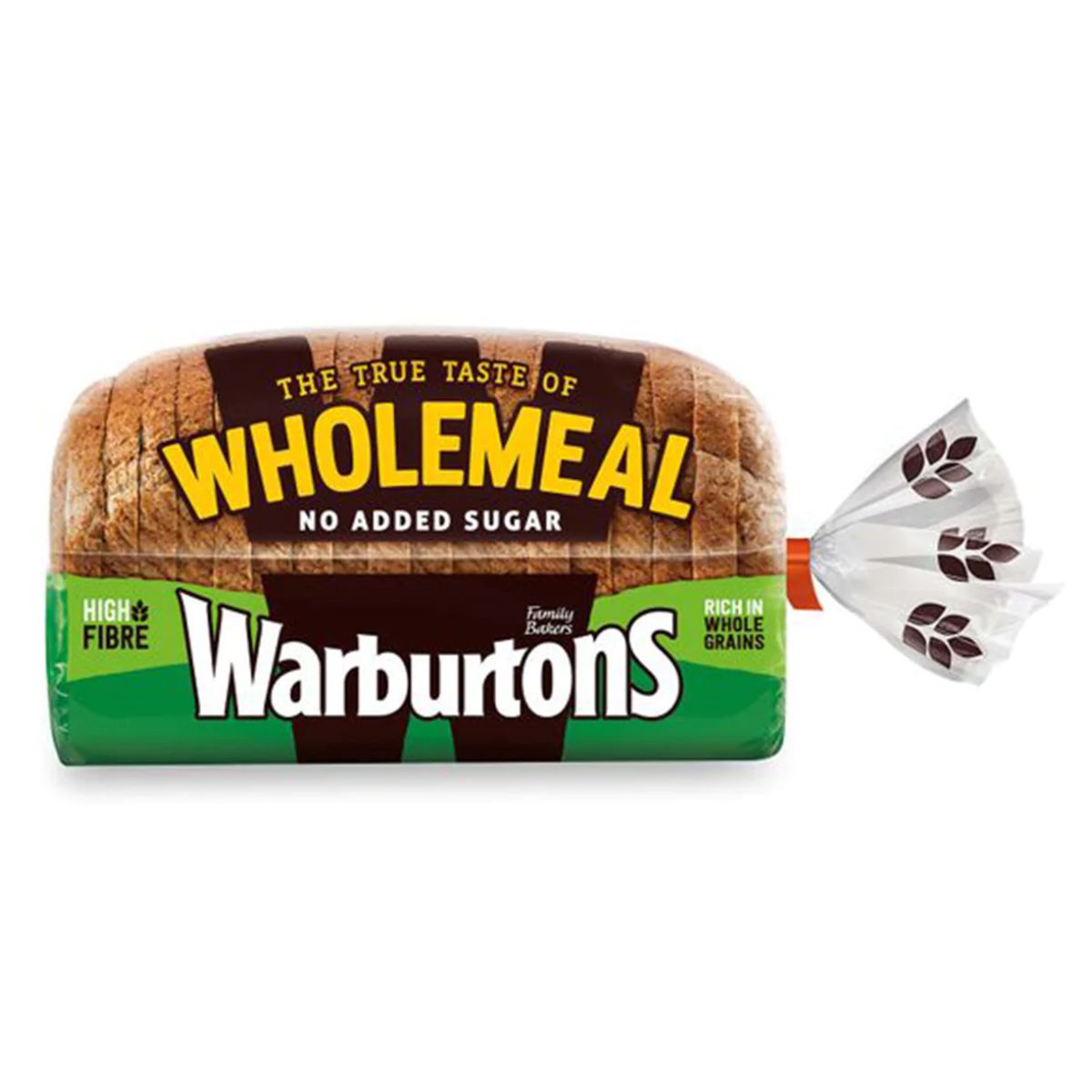 A packaged loaf of Warburtons Sugar Free Wholemeal Bread - 800g.