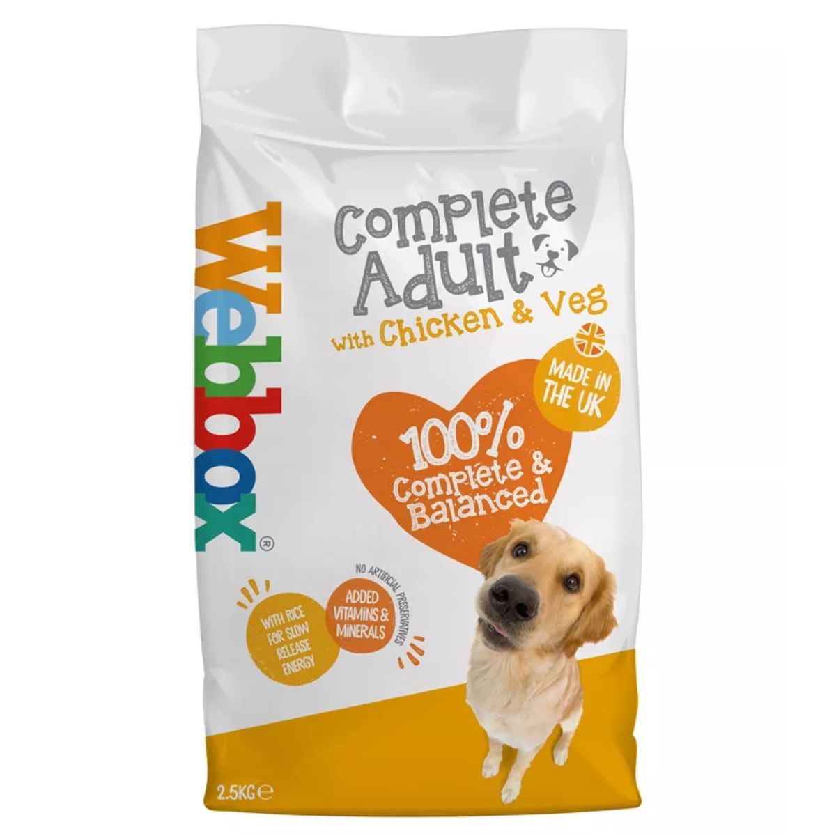 A bag of Webbox - Complete Dry Dog Food - 2kg.