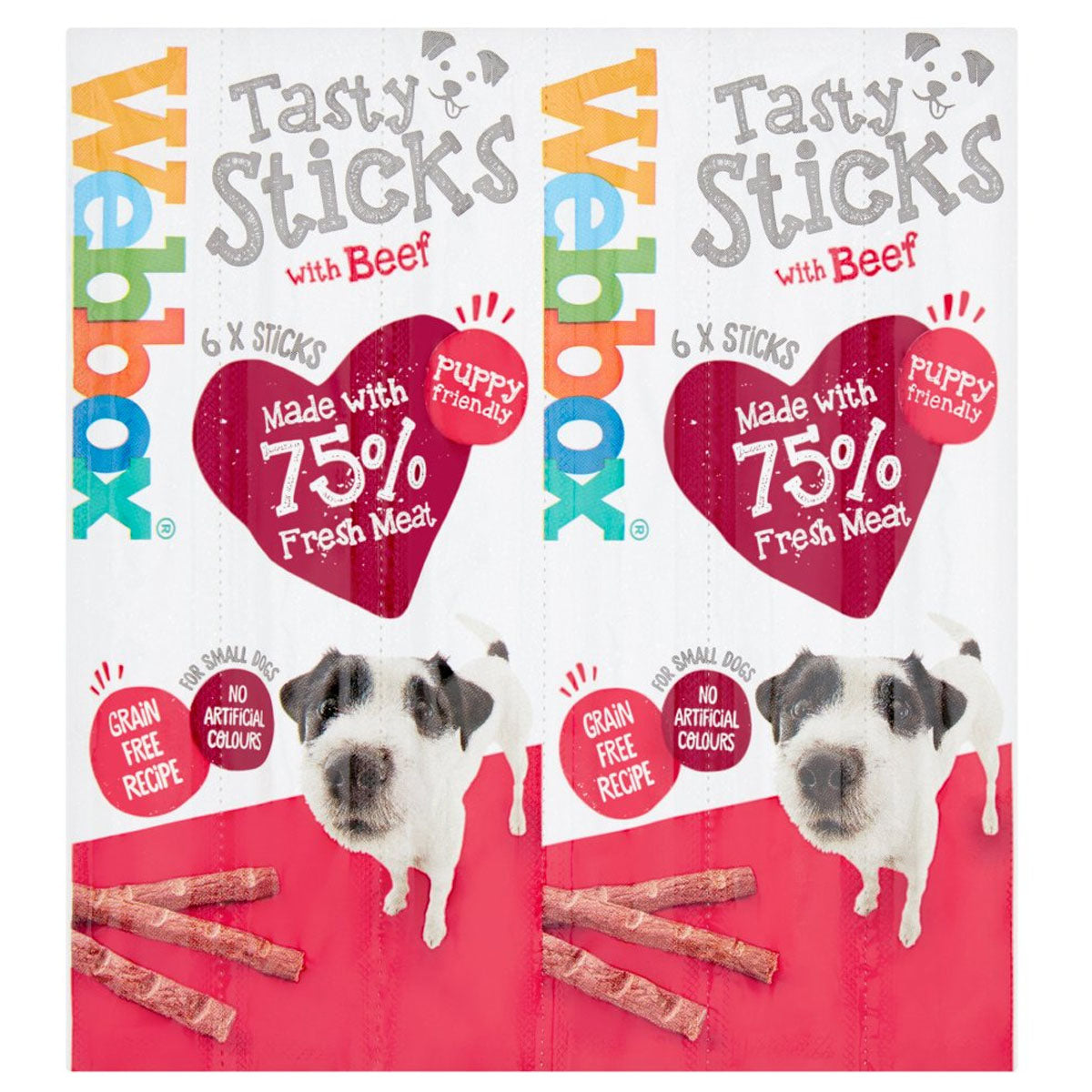 Webbox - Dogs Delight 6 Tasty Sticks with Beef - 30g, pack of 2.