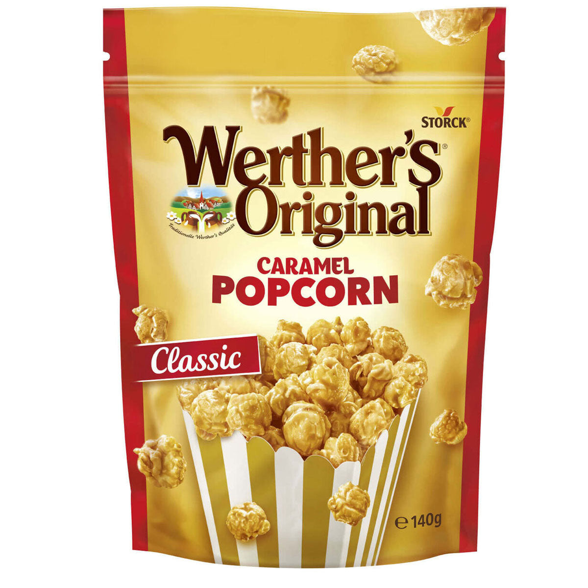 Werther's Original - Caramel Popcorn Classic - 140g dalmation popcorn. Werther's Original - Caramel Popcorn Classic - 140g dalmation popcorn.