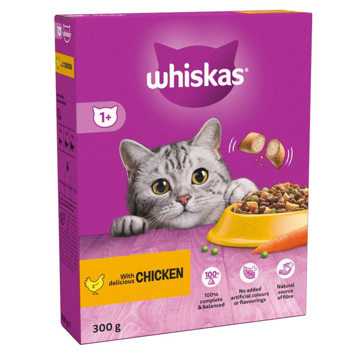 Whiskas - 1+ Adult Dry Cat Food with Chicken - 300g - Continental Food Store