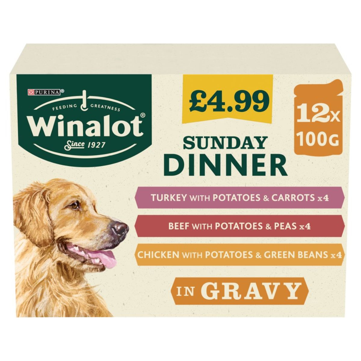 Winalot - Sunday Dinner in Gravy - 1200g dog food. Winalot - Sunday Dinner in Gravy - 1200g dog food.