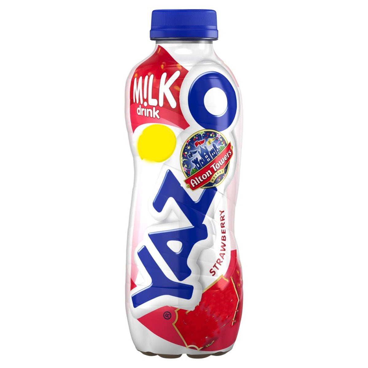 A bottle of Yazoo - Milk Drink Strawberry - 400ml on a white background. A bottle of Yazoo - Milk Drink Strawberry - 400ml on a white background.