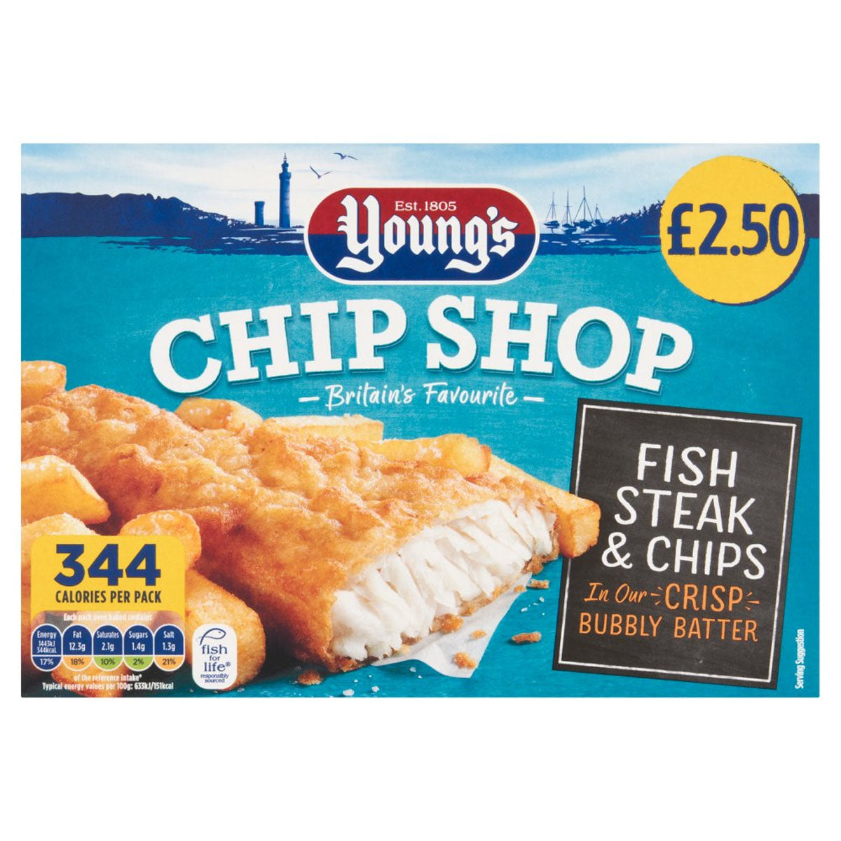 Youngs - Chip Shop Fish Steak & Chips - 300g.