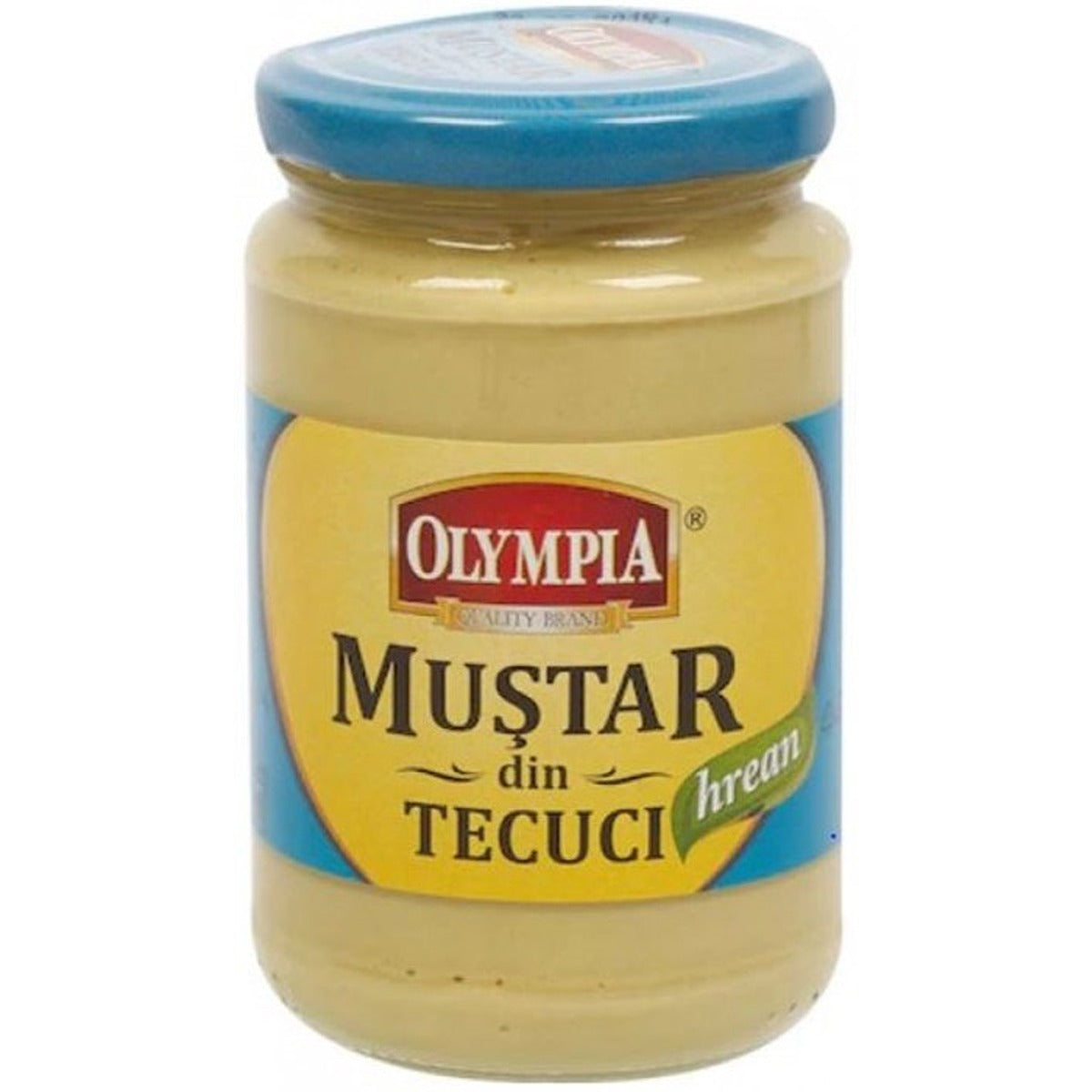 A jar of Olympia - Mustard with Horseradish - 314ml on a white background.