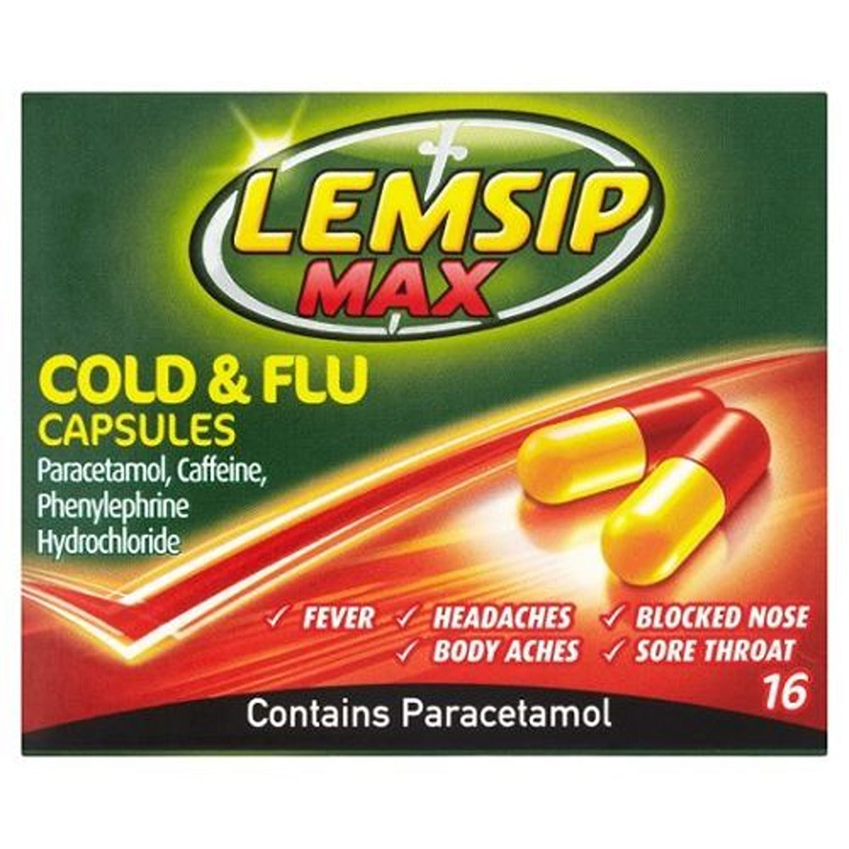 Lemsip - Max Cold & Flu - 16 Capsules - Continental Food Store