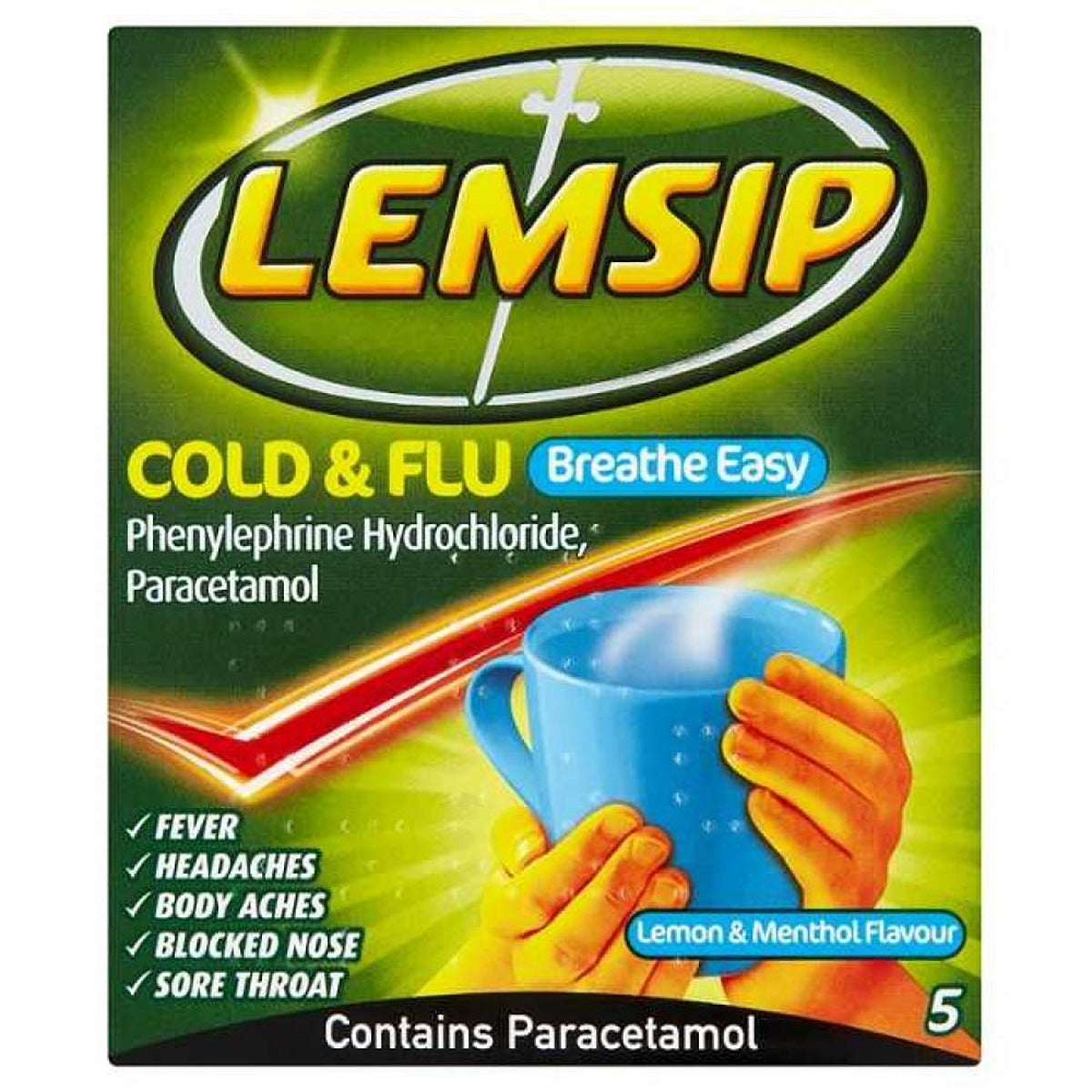 Lemsip - Cold & Flu Breathe Easy Lemon Menthol Flavour - 5 Sachets - Continental Food Store