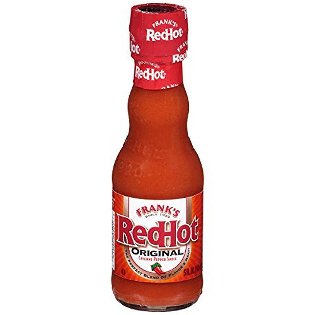 A bottle of Frank's - Red Hot Cayenne Pepper Sauce Original - 148ml on a white background.