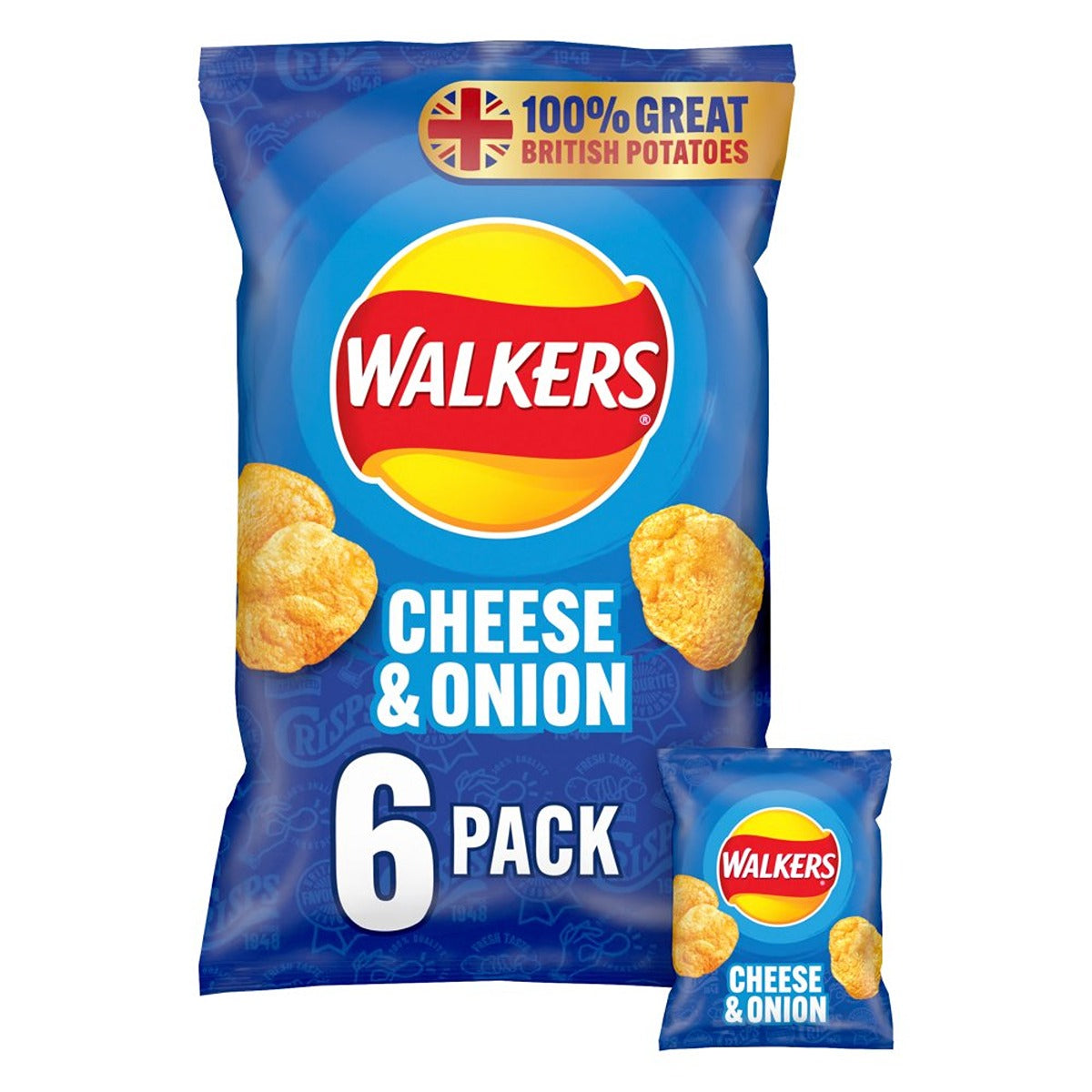 Walkers - Cheese & Onion Multipack Crisps - 6x25g - Continental Food Store