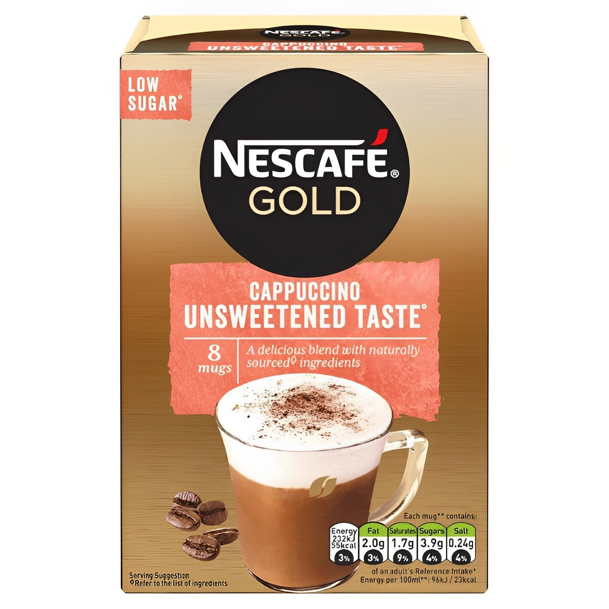 Nescafe - Gold Cappuccino Unsweetened Instant Coffee - 8 x 14.2g - Continental Food Store
