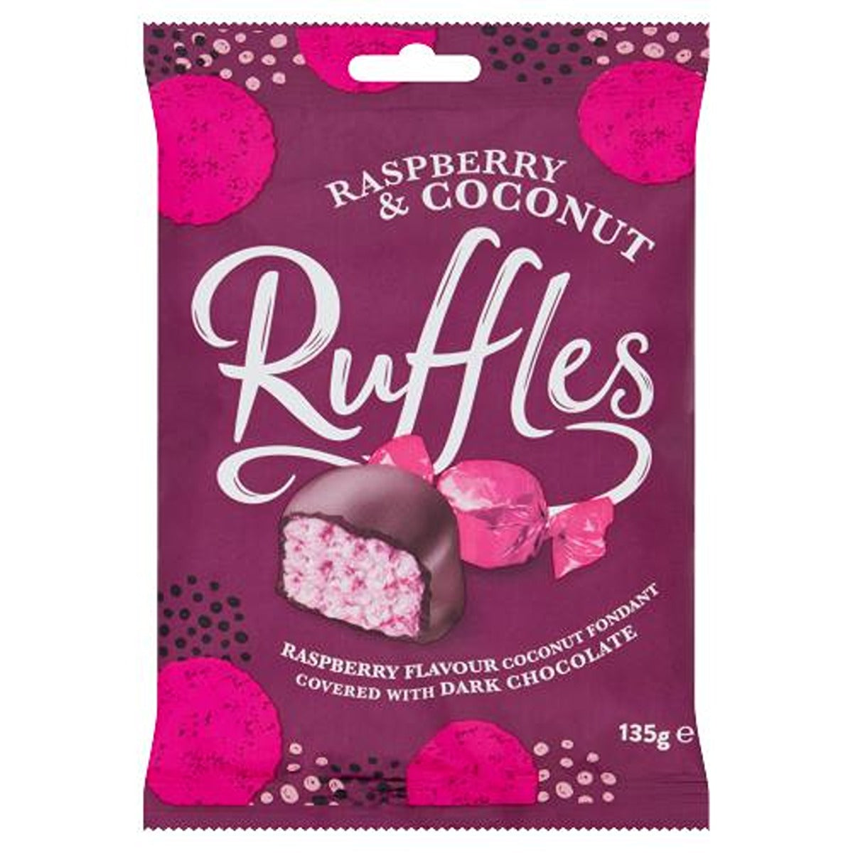 Ruffles - Raspberry & Coconut Chocolates - 135g - Continental Food Store Ruffles - Raspberry & Coconut Chocolates - 135g - Continental Food Store