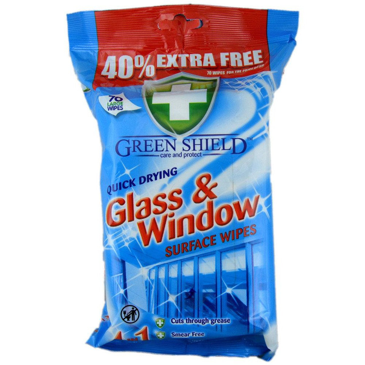 Green Shield - Glass & Window Wipes - Pack of 70 - Continental Food Store
