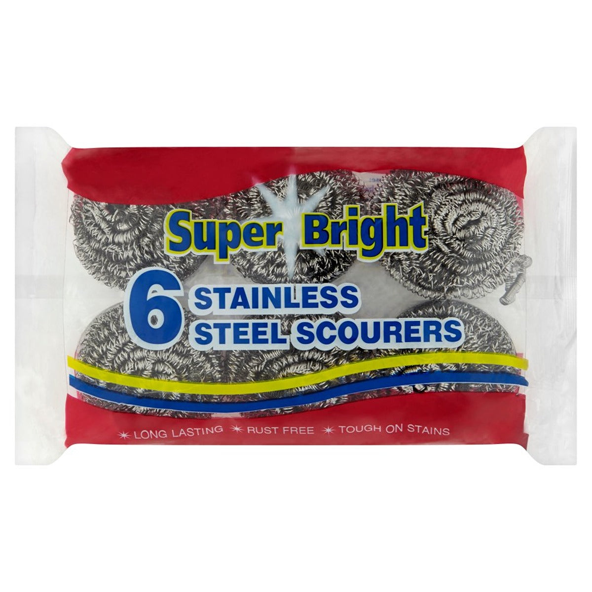 Super Bright - Stainless Steel Scourers - 6 pack - Continental Food Store Super Bright - Stainless Steel Scourers - 6 pack - Continental Food Store