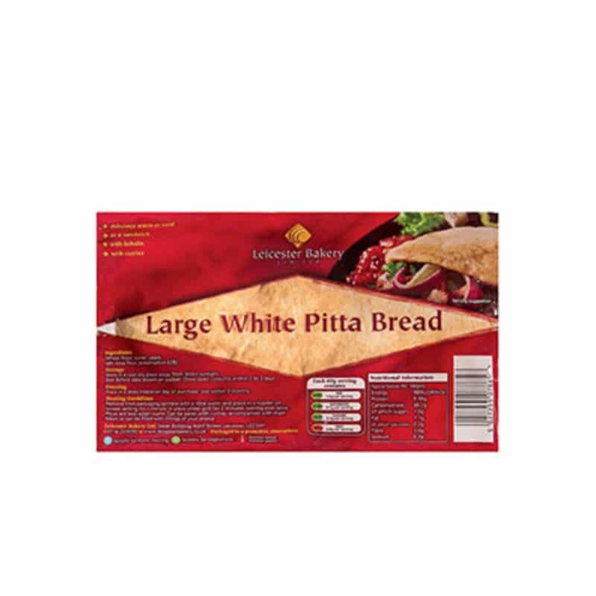 Leicester Bakery - Large White Pitta Bread - 6 Pack - Continental Food Store
