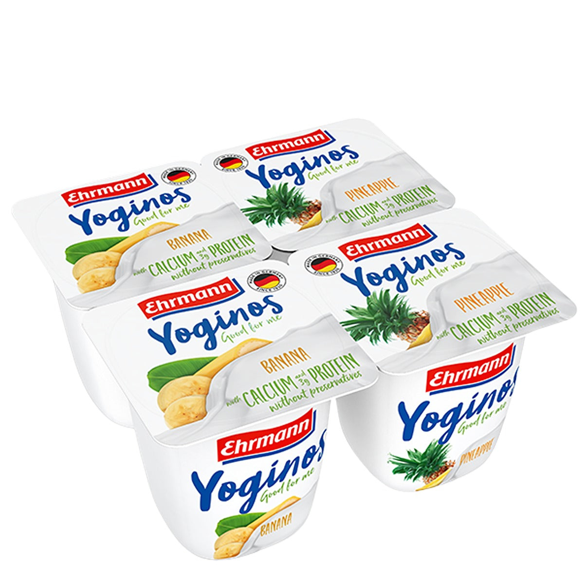 Ehrmann - Banana & Pineapple Yogurt - 4 x 100g - Continental Food Store Ehrmann - Banana & Pineapple Yogurt - 4 x 100g - Continental Food Store