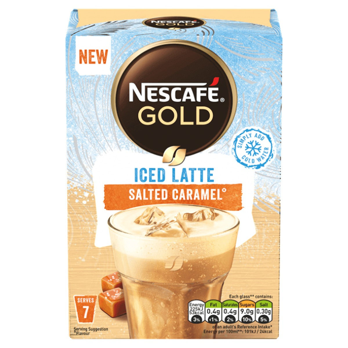 Nescafe - Gold Iced Salted Caramel Latte Instant Coffee - 7 Sachets x 14.5g - Continental Food Store Nescafe - Gold Iced Salted Caramel Latte Instant Coffee - 7 Sachets x 14.5g - Continental Food Store