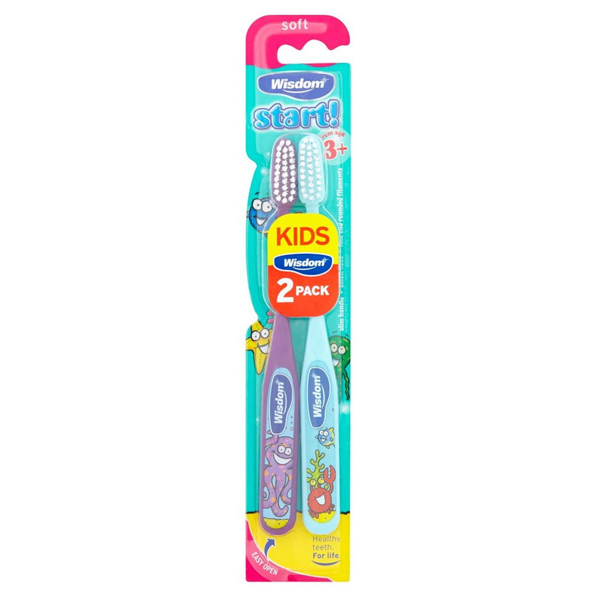 Wisdom - Soft Toothbrush for Age 3+ - 2 Toothbrushes - Continental Food Store