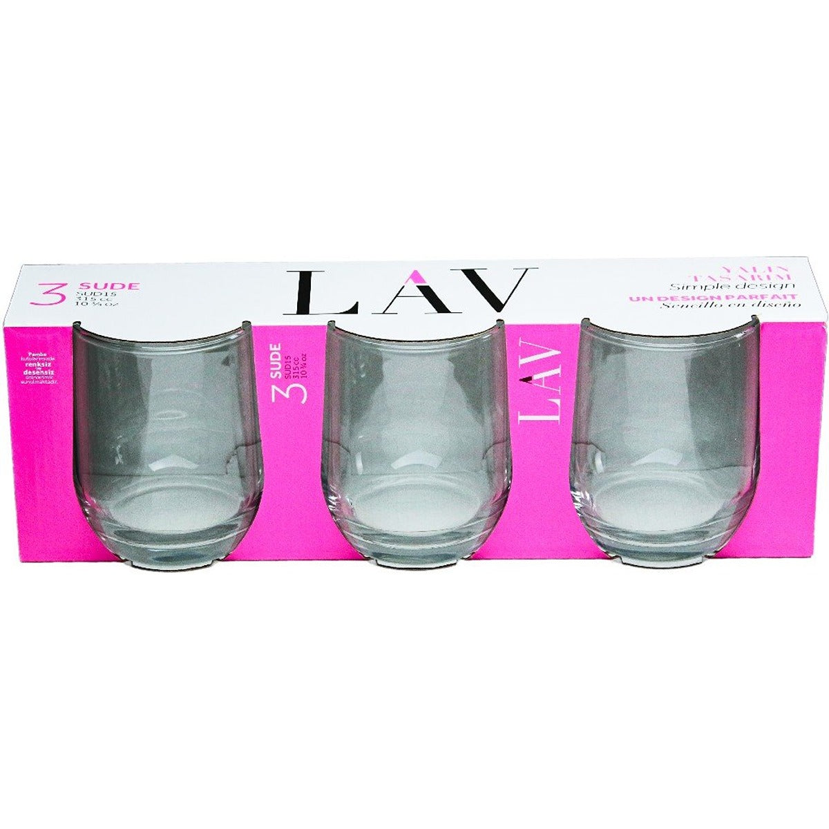 Lav - Set of 3 Sude Tumbler Lav Glasses - 315cc - Continental Food Store