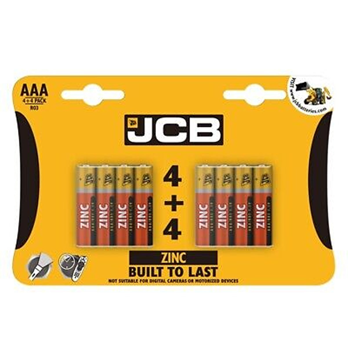 JCB - Zinc Carbon AAA 1.5V Batteries - Pack of 4+4 - Continental Food Store