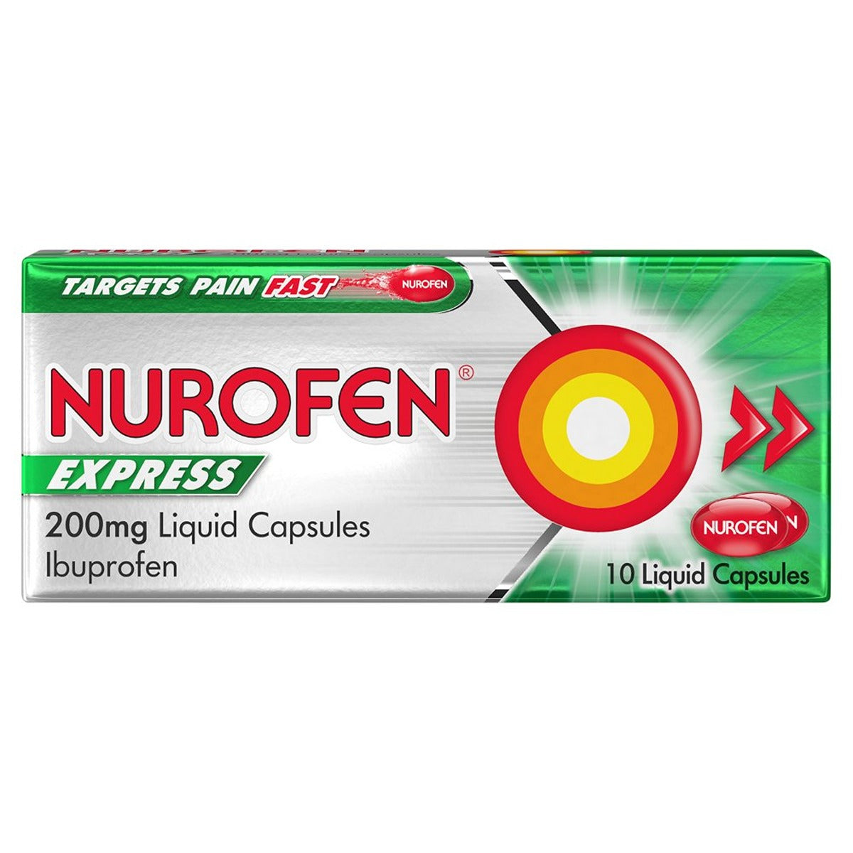 Nurofen - Express Pain Relief Liquid Capsules - 10 Tablets 200mg - Continental Food Store
