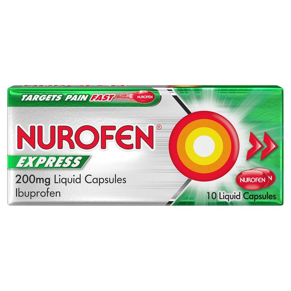 Nurofen - Express Pain Relief Liquid Capsules - 10 Tablets 200mg - Continental Food Store Nurofen - Express Pain Relief Liquid Capsules - 10 Tablets 200mg - Continental Food Store