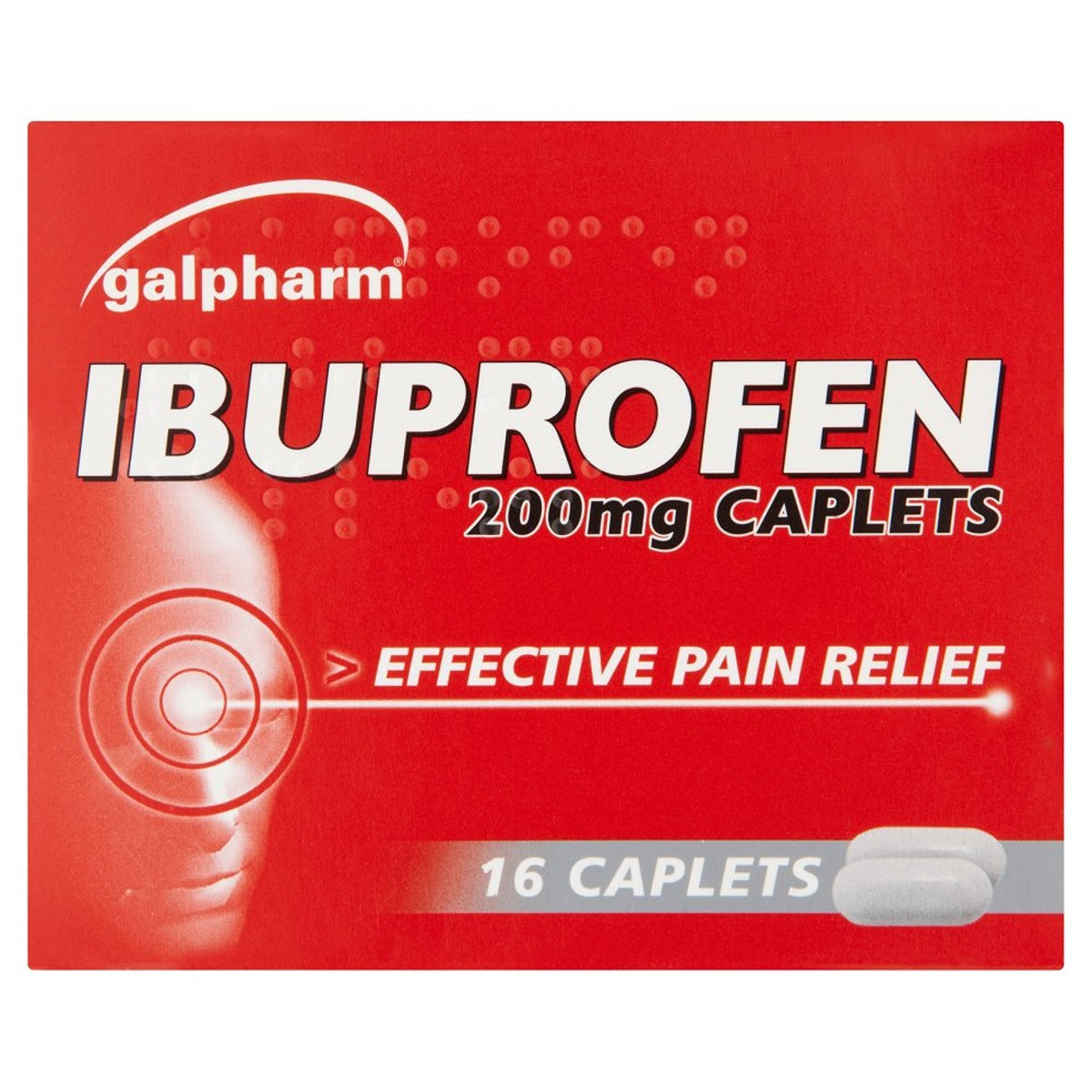 Galpharm - Ibuprofen 200mg Caplets - 16 Caplets - Continental Food Store