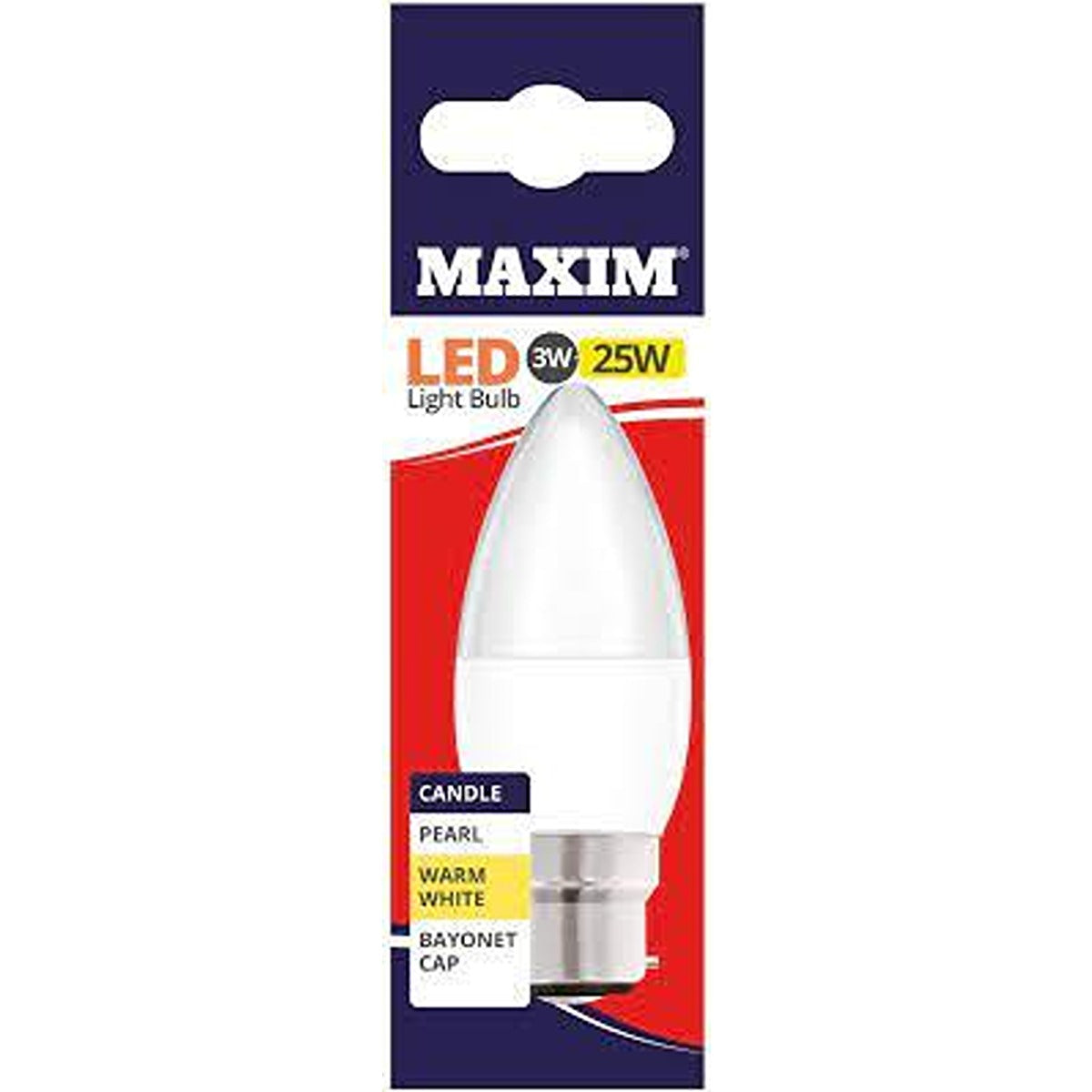 Maxim - LED Bayonet Low Energy Candle Light Bulb 3W - Daylight - Continental Food Store