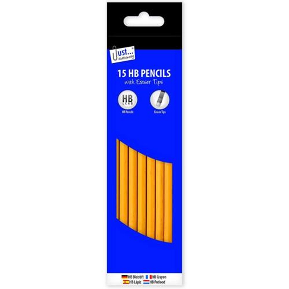 Just Stationery - HB Pencil with Eraser Top - Pack of 15 - Continental Food Store