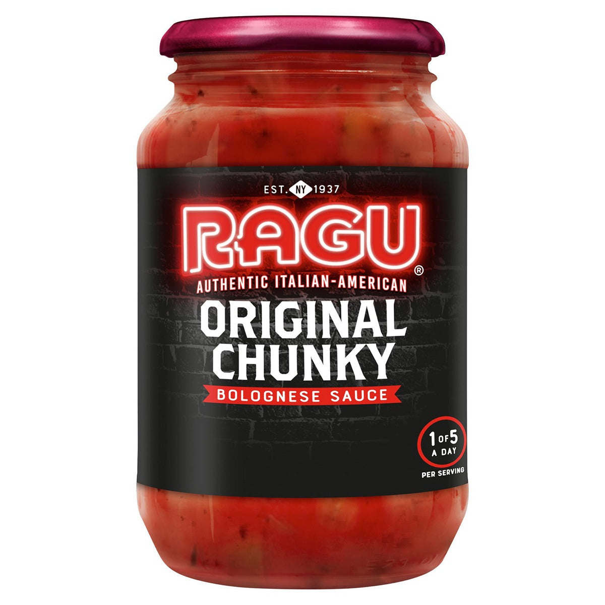 A jar of Ragu - Original Chunky Bolognese Sauce - 500g.