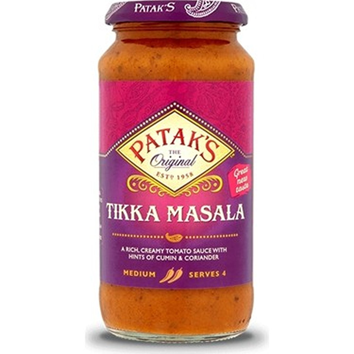 Patak's - Tikka Masala Cooking Sauce 450g in a jar.