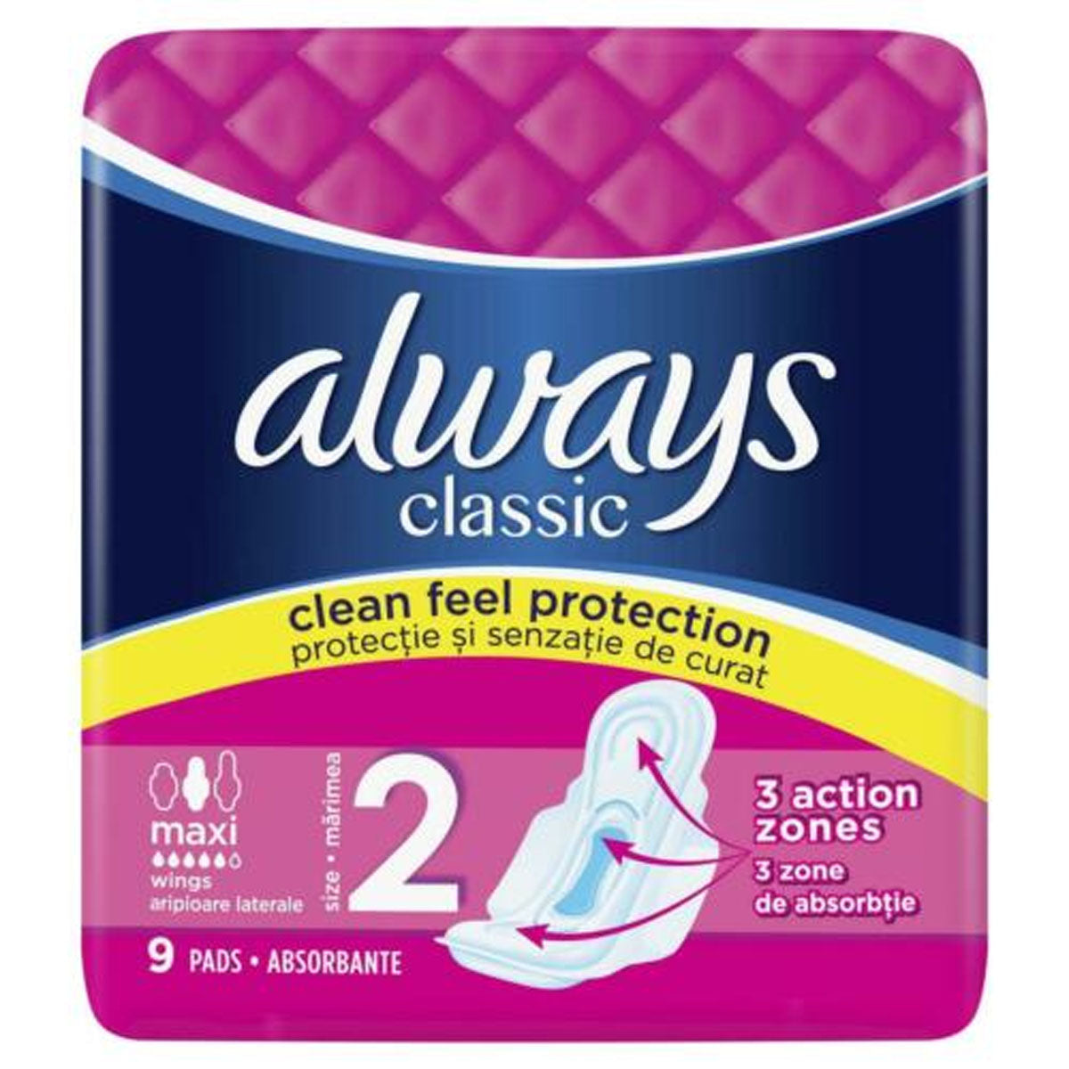 Always - Classic Standard Maxi intimate inserts - 9pcs - Continental Food Store Always - Classic Standard Maxi intimate inserts - 9pcs - Continental Food Store