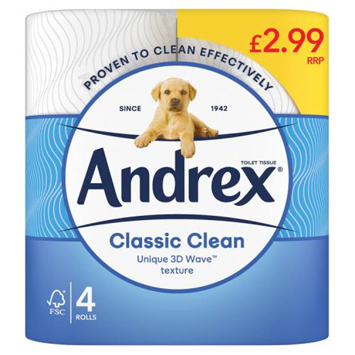 Andrex - Classic Clean Toilet Tissue - 4 Rolls - Continental Food Store