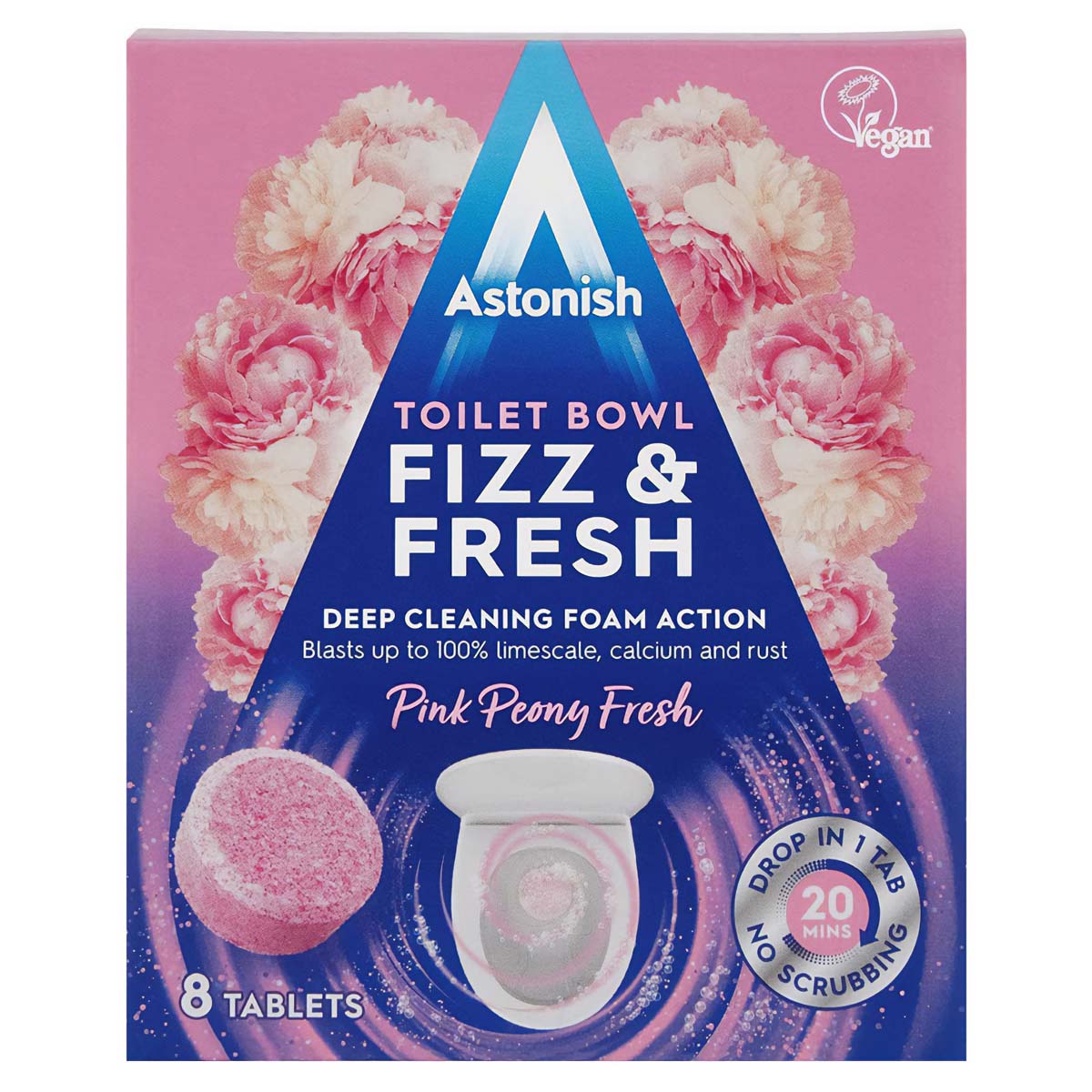 Astonish - Fizz & Fresh Pink Peony Toilet Bowl Tabs - 8 Pack - Continental Food Store