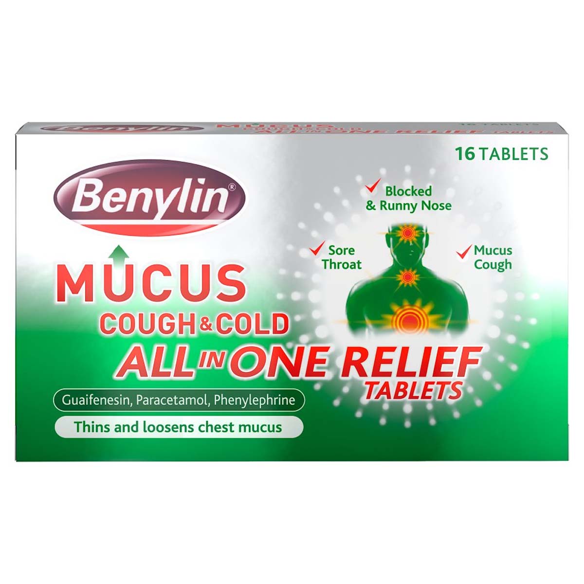 Benylin - Mucus Cough & Cold All in One Relief Tablets - 16 Tablets - Continental Food Store Benylin - Mucus Cough & Cold All in One Relief Tablets - 16 Tablets - Continental Food Store